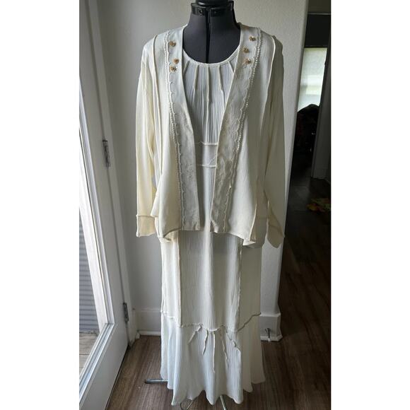 Spencer Alexis CottageCore Fairy Core Gauzy Wedding Maxi Dress With Jacket EUC - Picture 1 of 9